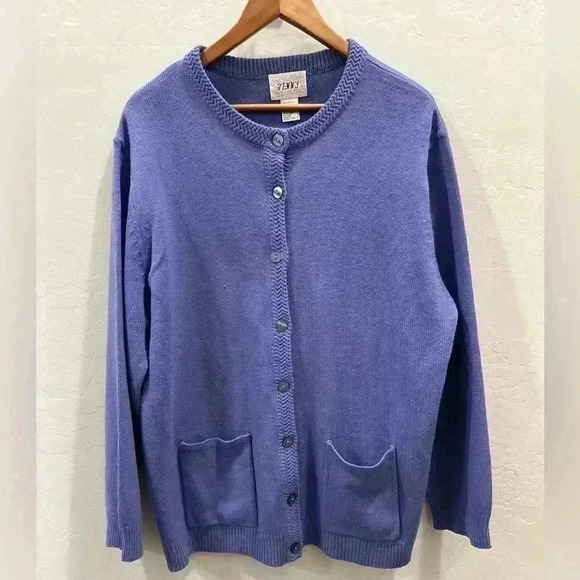 Vintage JENNY Cardigan Sweater Simple Classic Button Up Purple Size 2XL - Picture 1 of 6
